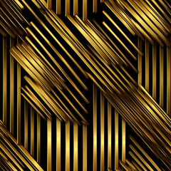 tapeta złote drobne metaliczne linie na czarnym tle  - wallpaper seamless endless pattern gold metallic lines on a black background - AI Generated - obrazy, fototapety, plakaty
