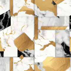 luksusowe marmurowe tło białe czarne złote - tapeta luxury marble background white black gold - wallpaper - AI Generated