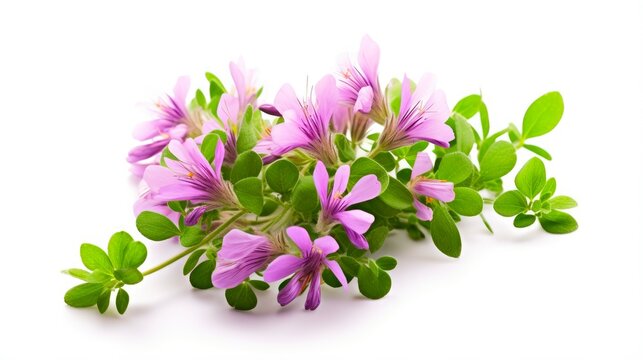 Isolated Alfalfa Flower in Closeup: A Traditional Herb of Agriculture with Purple and White Petals