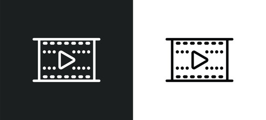 movie film icon isolated in white and black colors. movie film outline vector icon from cinema collection for web, mobile apps and ui.