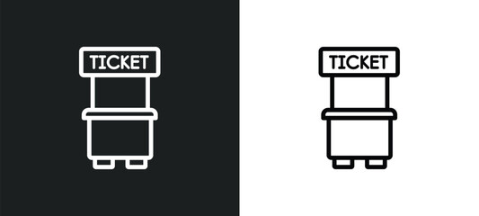 ticket office icon isolated in white and black colors. ticket office outline vector icon from cinema collection for web, mobile apps and ui.