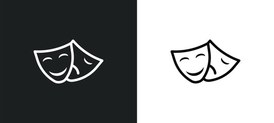 tragedy icon isolated in white and black colors. tragedy outline vector icon from cinema collection for web, mobile apps and ui.