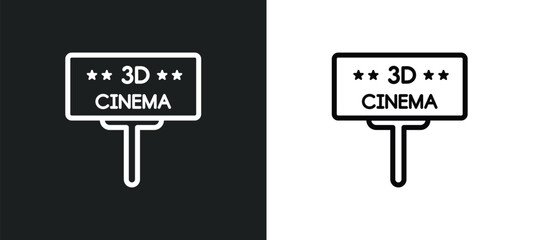 movie billboard icon isolated in white and black colors. movie billboard outline vector icon from cinema collection for web, mobile apps and ui.