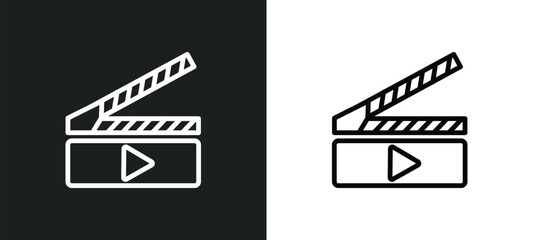 Fototapeta na wymiar cinema clapperboard icon isolated in white and black colors. cinema clapperboard outline vector icon from cinema collection for web, mobile apps and ui.