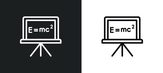 theory of relativity icon isolated in white and black colors. theory of relativity outline vector icon from education collection for web, mobile apps and ui.