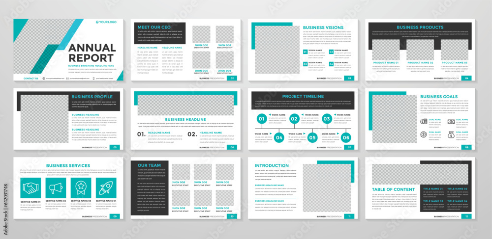 Wall mural set of corporate presentation template design with minimalist concept and modern layout use for annu