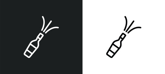 opening a champagne bottle icon isolated in white and black colors. opening a champagne bottle outline vector icon from food collection for web, mobile apps and ui.