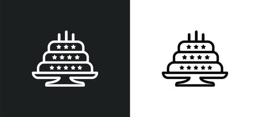 birthday cake with candles icon isolated in white and black colors. birthday cake with candles outline vector icon from food collection for web, mobile apps and ui.
