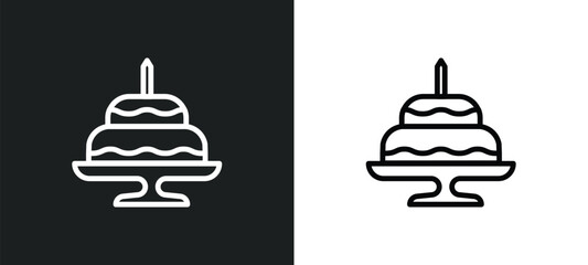 birthday cake with one candle icon isolated in white and black colors. birthday cake with one candle outline vector icon from food collection for web, mobile apps and ui.