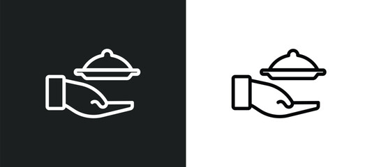 covered food tray icon isolated in white and black colors. covered food tray outline vector icon from food collection for web, mobile apps and ui.