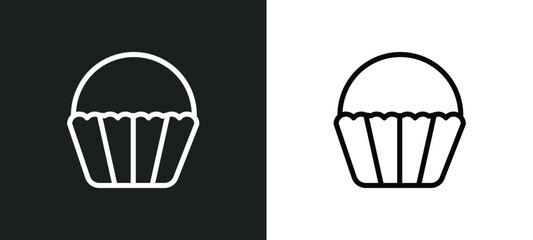muffin bake icon isolated in white and black colors. muffin bake outline vector icon from food collection for web, mobile apps and ui. - obrazy, fototapety, plakaty