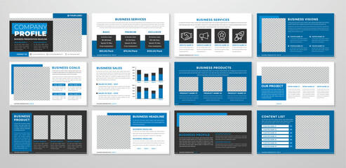 set of corporate presentation template design with minimalist concept and modern layout use for annual report and business profile
