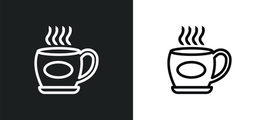 warm black mug icon isolated in white and black colors. warm black mug outline vector icon from food collection for web, mobile apps and ui.