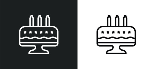 cake with one candle icon isolated in white and black colors. cake with one candle outline vector icon from food collection for web, mobile apps and ui.