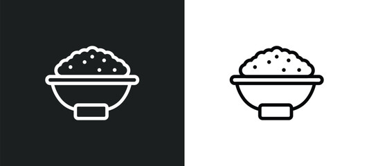 rice bowl icon isolated in white and black colors. rice bowl outline vector icon from food collection for web, mobile apps and ui.