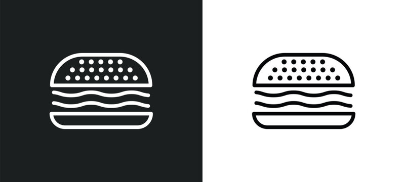 hamburger with bacoon icon isolated in white and black colors. hamburger with bacoon outline vector icon from food collection for web, mobile apps and ui.