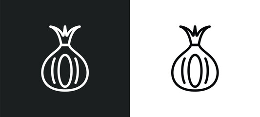 onion icon isolated in white and black colors. onion outline vector icon from fruits collection for web, mobile apps and ui.