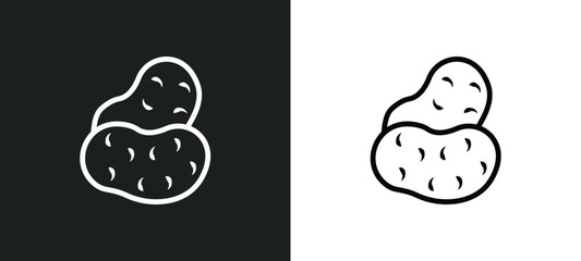 potatoes icon isolated in white and black colors. potatoes outline vector icon from fruits collection for web, mobile apps and ui.