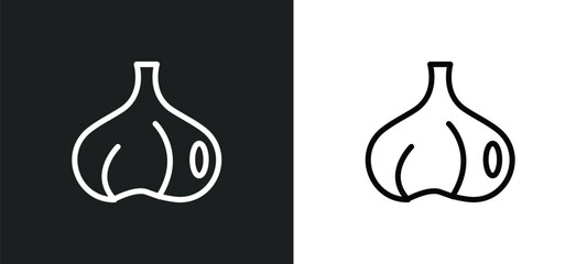 garlic icon isolated in white and black colors. garlic outline vector icon from fruits collection for web, mobile apps and ui.