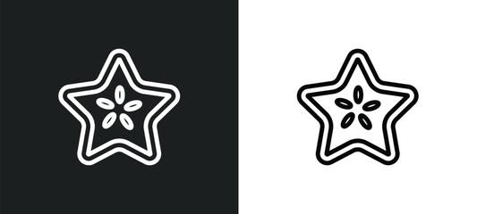 carambola icon isolated in white and black colors. carambola outline vector icon from fruits collection for web, mobile apps and ui. - obrazy, fototapety, plakaty