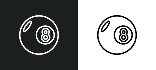 billiard ball icon isolated in white and black colors. billiard ball outline vector icon from gaming collection for web, mobile apps and ui.