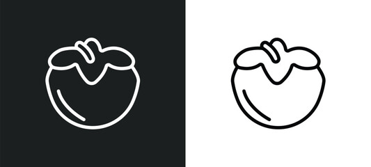 persimmon icon isolated in white and black colors. persimmon outline vector icon from gastronomy collection for web, mobile apps and ui.