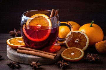 Christmas warm and fragrant mulled wine infused with cinnamon, anise and seasonal citrus fruits.