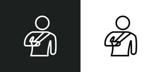 shoulder immobilizer icon isolated in white and black colors. shoulder immobilizer outline vector icon from general collection for web, mobile apps and ui. - obrazy, fototapety, plakaty
