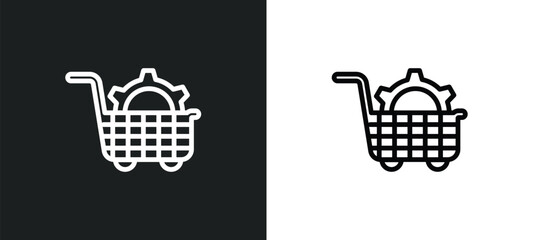 ecommerce solutions icon isolated in white and black colors. ecommerce solutions outline vector icon from general collection for web, mobile apps and ui.