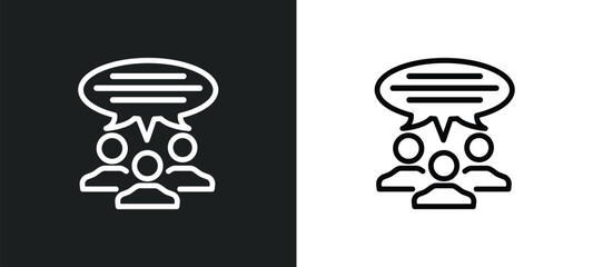 group opinion icon isolated in white and black colors. group opinion outline vector icon from general collection for web, mobile apps and ui.