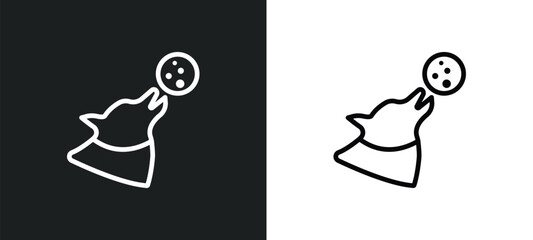 wolf howling icon isolated in white and black colors. wolf howling outline vector icon from general collection for web, mobile apps and ui.