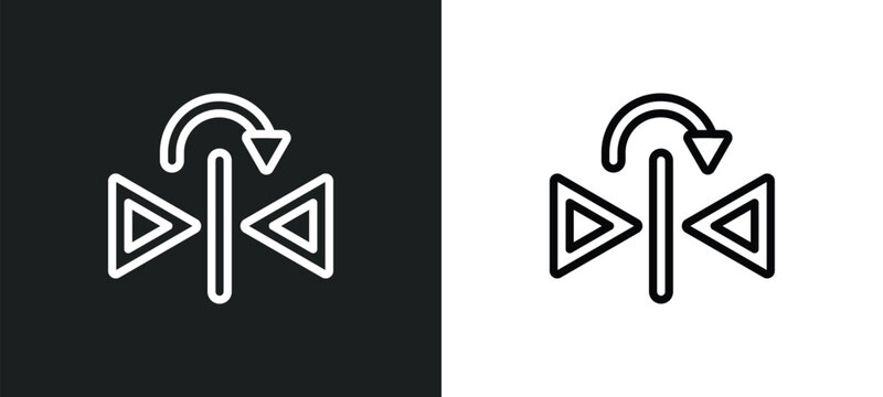 mirror horizontally icon isolated in white and black colors. mirror horizontally outline vector icon from geometric figure collection for web, mobile apps and ui.