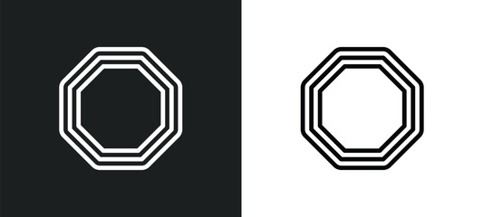 octagon icon isolated in white and black colors. octagon outline vector icon from geometry collection for web, mobile apps and ui. - obrazy, fototapety, plakaty