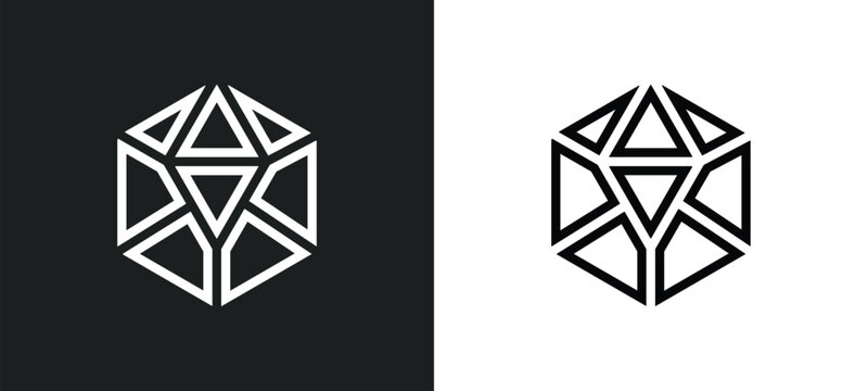 icosahedron icon isolated in white and black colors. icosahedron outline vector icon from geometry collection for web, mobile apps and ui.