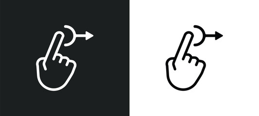 drag right icon isolated in white and black colors. drag right outline vector icon from gestures collection for web, mobile apps and ui. - obrazy, fototapety, plakaty