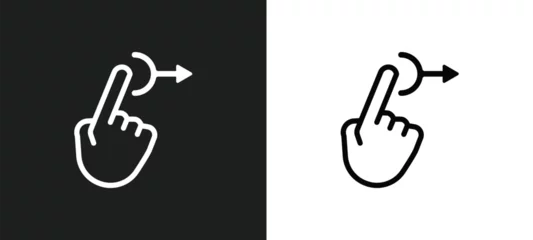 Fotobehang drag right icon isolated in white and black colors. drag right outline vector icon from gestures collection for web, mobile apps and ui. © Premium Art