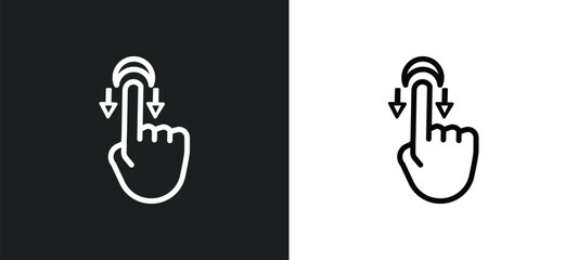drag down icon isolated in white and black colors. drag down outline vector icon from gestures collection for web, mobile apps and ui. - obrazy, fototapety, plakaty