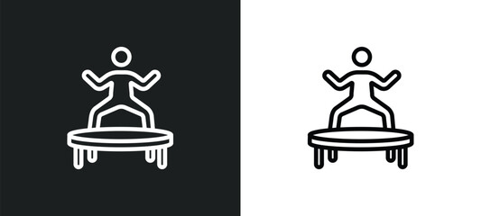 trampoline icon isolated in white and black colors. trampoline outline vector icon from gym and fitness collection for web, mobile apps and ui. - obrazy, fototapety, plakaty