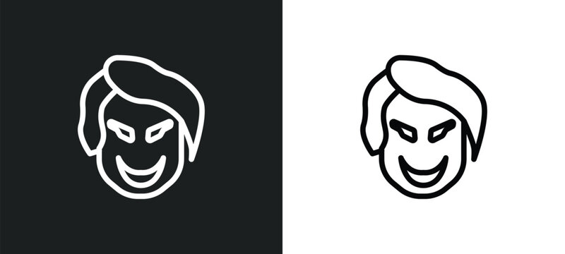 joker face icon isolated in white and black colors. joker face outline vector icon from gestures collection for web, mobile apps and ui.