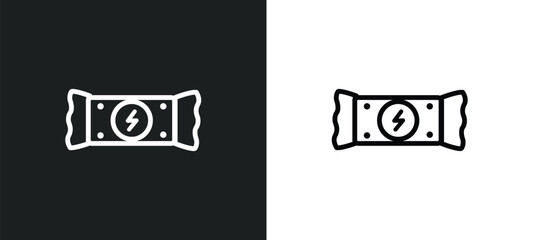 energy snack icon isolated in white and black colors. energy snack outline vector icon from gym and fitness collection for web, mobile apps and ui.