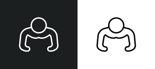 push up icon isolated in white and black colors. push up outline vector icon from gym and fitness collection for web, mobile apps and ui.
