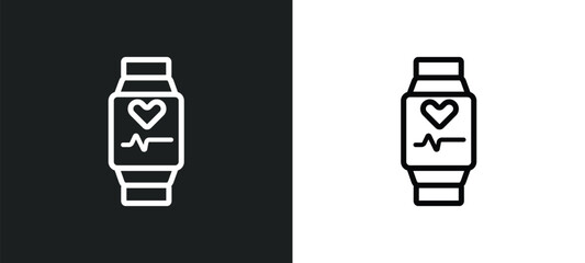 fitness watch icon isolated in white and black colors. fitness watch outline vector icon from gym and fitness collection for web, mobile apps and ui.