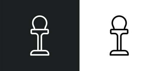 standing punching ball icon isolated in white and black colors. standing punching ball outline vector icon from gym and fitness collection for web, mobile apps and ui.