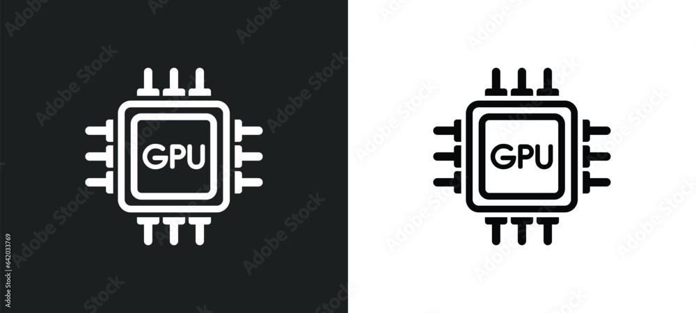 Wall mural gpu icon isolated in white and black colors. gpu outline vector icon from hardware collection for we
