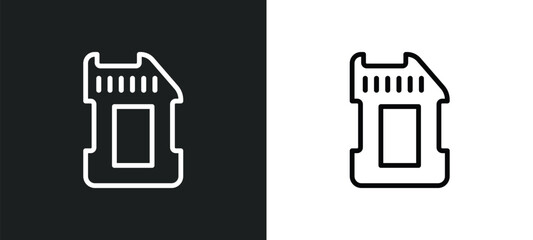 flash card icon isolated in white and black colors. flash card outline vector icon from hardware collection for web, mobile apps and ui.