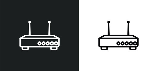 modem with two antenna icon isolated in white and black colors. modem with two antenna outline vector icon from hardware collection for web, mobile apps and ui.