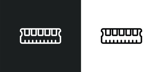 random access memory icon isolated in white and black colors. random access memory outline vector icon from hardware collection for web, mobile apps and ui.