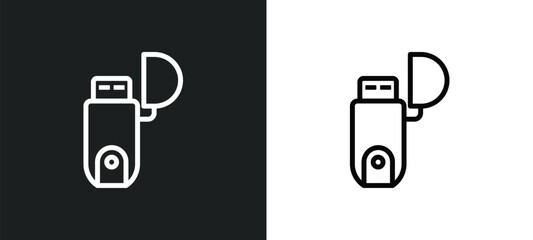 pendrive with cover icon isolated in white and black colors. pendrive with cover outline vector icon from hardware collection for web, mobile apps and ui.