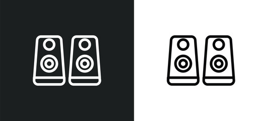 two stereo speakers icon isolated in white and black colors. two stereo speakers outline vector icon from hardware collection for web, mobile apps and ui.