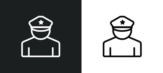 policeman icon isolated in white and black colors. policeman outline vector icon from history collection for web, mobile apps and ui.